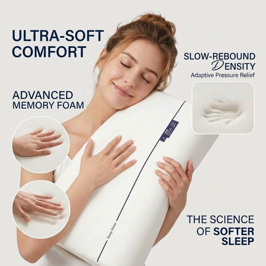 CloudRest™ Ergonomic Memory Foam Pillow | Slow-Rebound Pressure Relief for Neck Pain | Ideal for Side & Back Sleepers