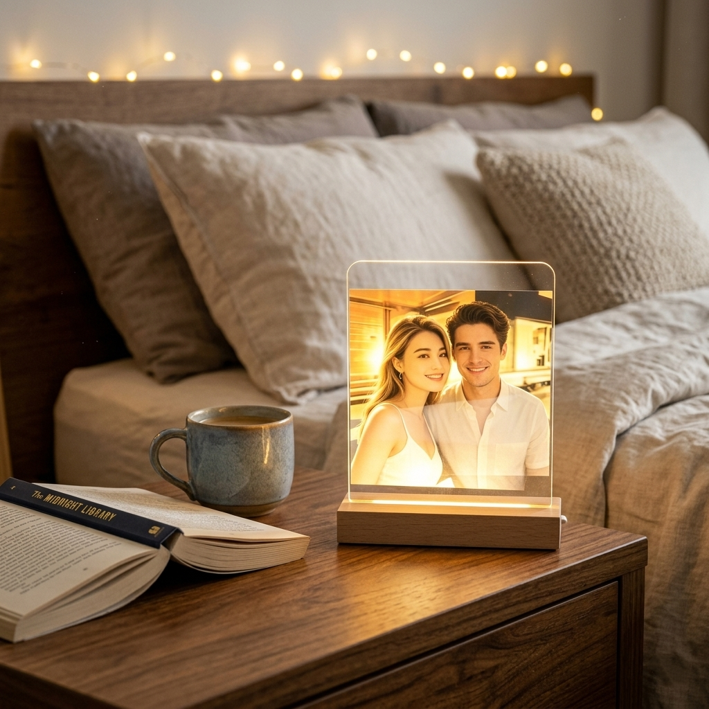 Personalized LED Glass Photo Light - Customized Anniversary Gift - Order Get $20 Off